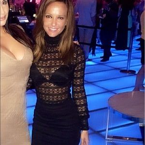 Turtleneck laced see through top black